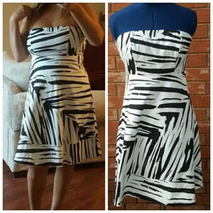 THE LIMITED | Abstract Zebra Brush Print Strapless Size 6